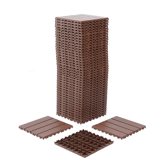 44PCS Plastic Interlocking Deck Tiles,Patio Deck Tiles,12"x12" Square Waterproof Outdoor