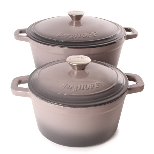 BergHOFF Neo 4Pc Cast Iron Set: 3qt. Covered Dutch Oven & 7qt. Covered Stockpot, Blue