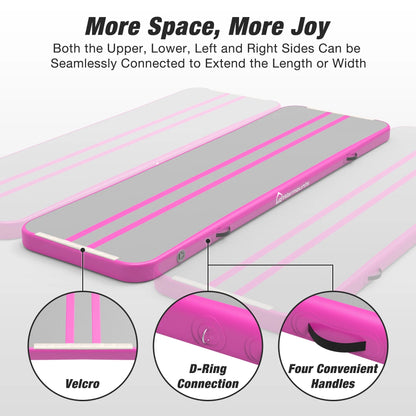 WARMOUNTS Tumbling Mat, 10 ft Inflatable Air Gymnastics Training Mats w/ Electric Pump, 4'' Thick Tumble Track for Home, Gym, Cheerleading, Water, Outdoor