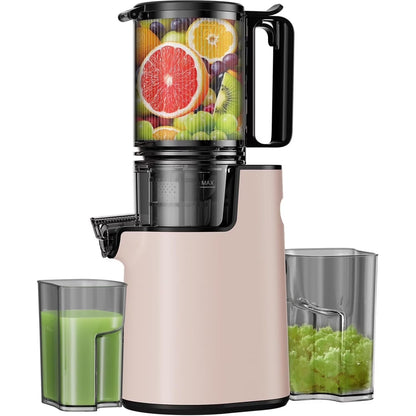 YPONE Cold Press Juicer, Masticating Juicer with 5.4" Wide Feed Chute, 350w Slow Juicer Machines Fit Whole Vegetables and Fruits,Juice Extractor Machine with High Juice Yield, Easy to Clean(Black)