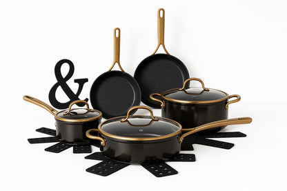 Thyme & Table Supreme 12-Piece Non-Stick Cookware Set, Pots and Pans Set- Bronze