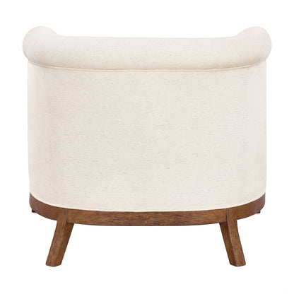 My Texas House Campbell Wood Accent Chair, Cream Fabric