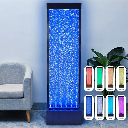 72'' Acrylic Bubble Fountain, Standing Bubble Panel, Color Lights/Remote Ctrl