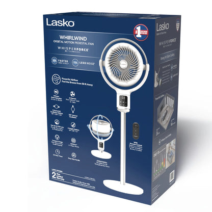 Lasko Whirlwind 7�� 24-Speed Orbital Motion 25ft/s Airflow Remote Control Pedestal Fan, APDC301