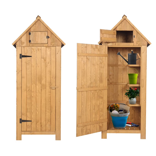 Zimtown Fir Wood Garden Storage Shed, 70.47" x 30.31" x 21.38", Natural