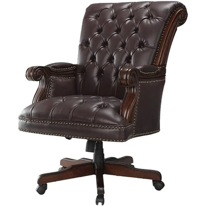 Calloway Tufted Adjustable Height Office Chair Dark Brown