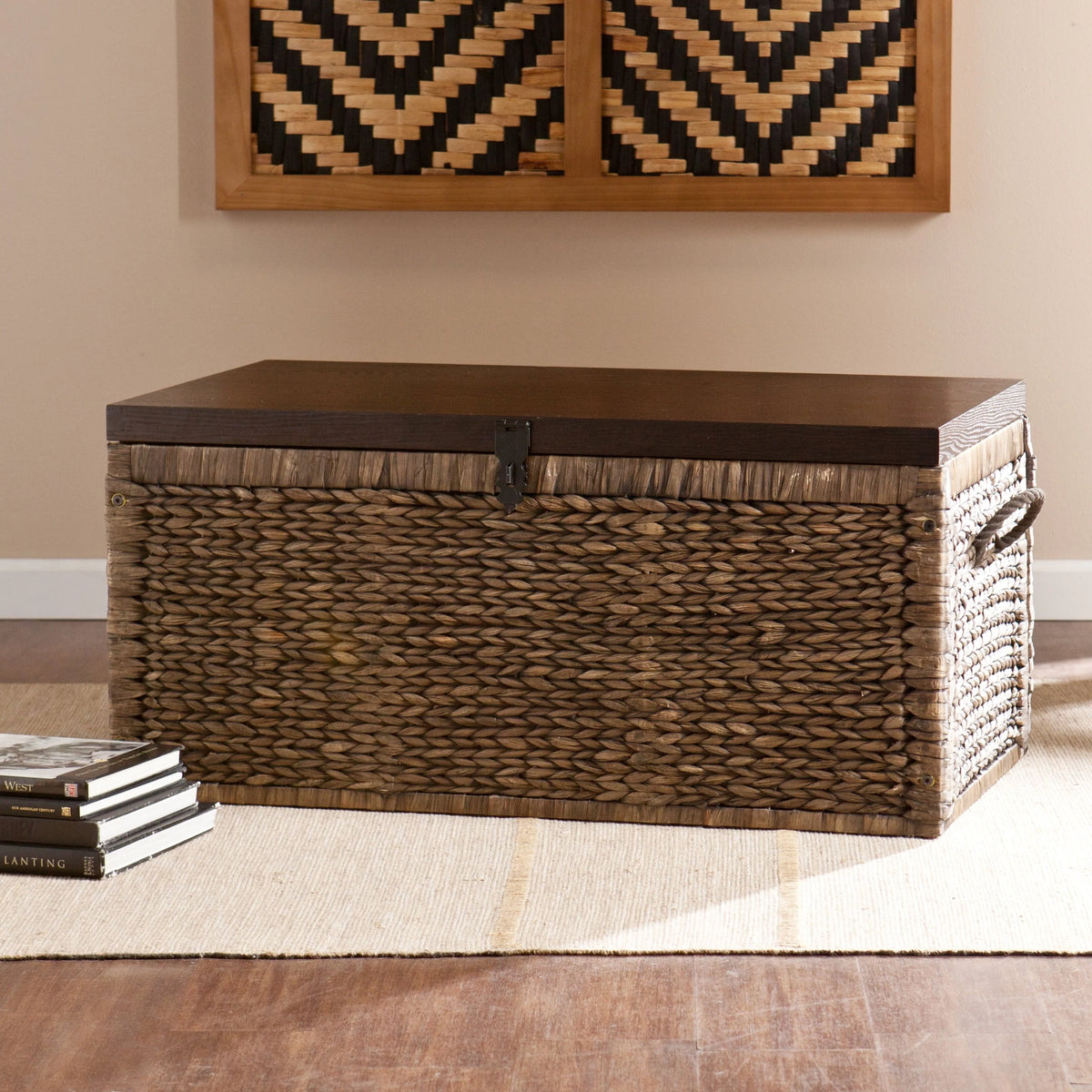 Samford Water Hyacinth Storage Trunk, Blackwashed with Espresso