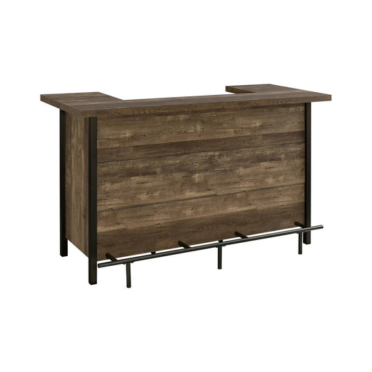 71 Inch Rectangular Home Bar Serving Unit Storage Shelves 2 Tiers Brown