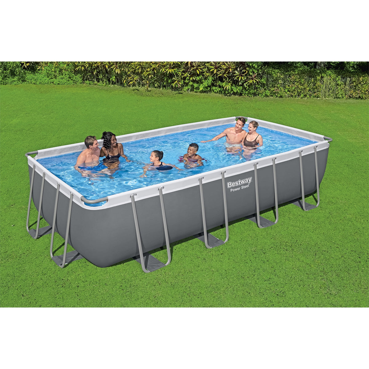 Bestway 24' x 12' x 52" Rectangular Frame Above Ground Swimming Pool Set