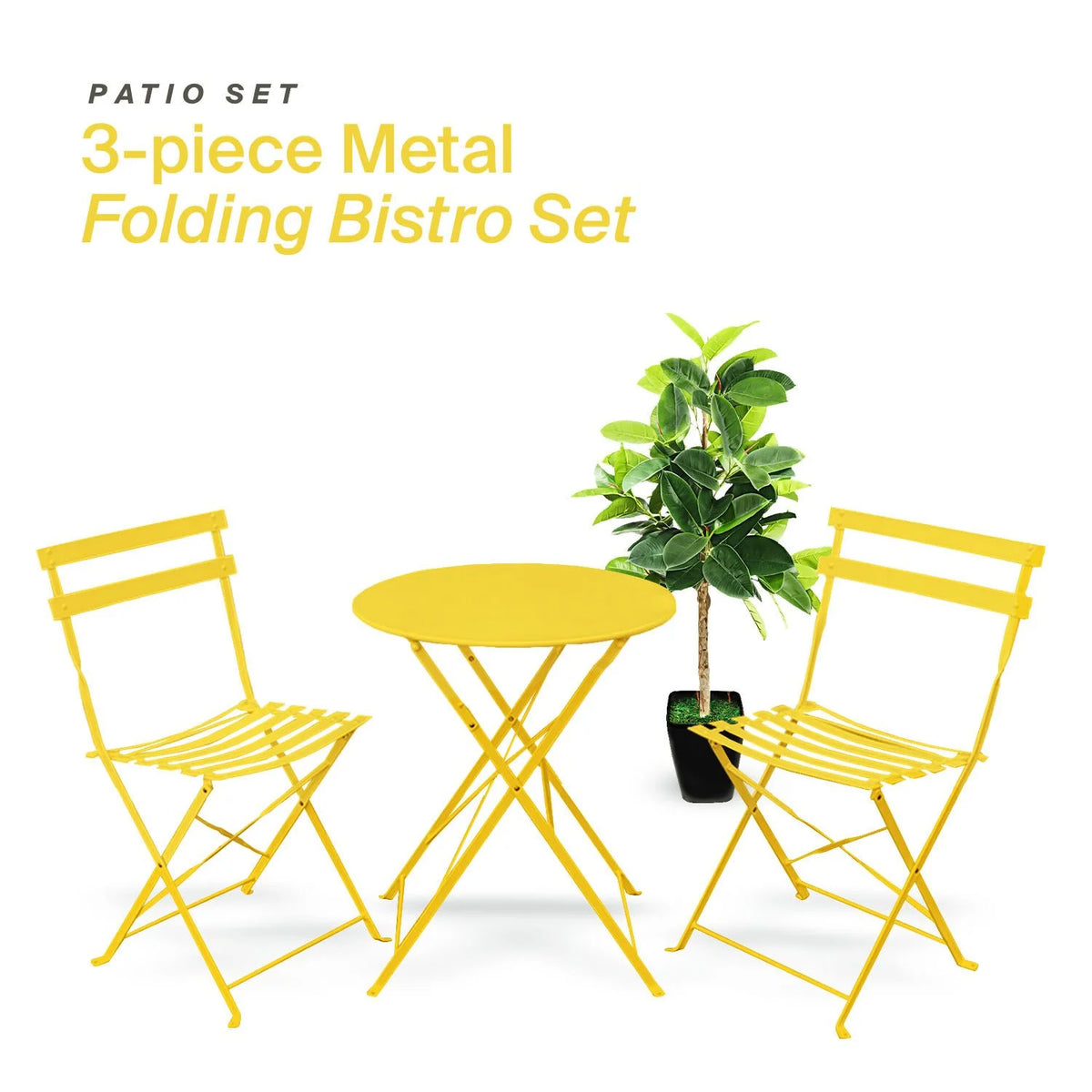 Alin 3 Piece Relaxing Outdoor Furniture Set �?2 Handy Chairs With a Round Table - Yellow
