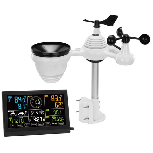 BENTISM 7 in 1 Wireless Weather Station, 7.5 inch HD Color Screen, Digital Weather Monitor for Indoor Outdoor with Temperature Humidity UV Predictive Alarm and Alerts