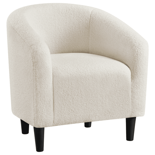 Yaheetech Upholstered Club Chair Accent Barrel Chair, Ivory