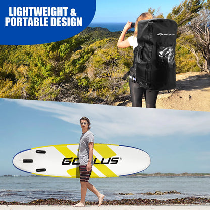 Goplus 11ft Inflatable Stand Up Paddle Board 6'' Thick W/Leash  Backpack Aluminum Paddle Yellow