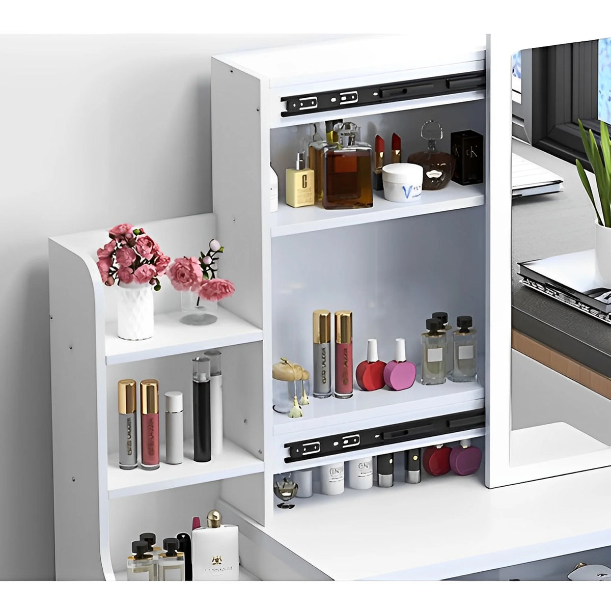 Wohh MDF Makeup Vanity with LED Mirror, Dressing Table and 5 Drawers, White