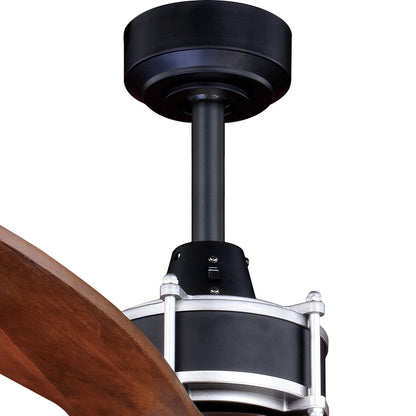 Vaxcel Curtiss Satin Brass Mid-Century Modern MCM Wood Propeller Ceiling Fan with LED Light Kit and Remote