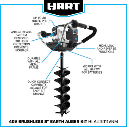 HART 40-Volt Brushless Auger (1) 4.0 Ah Lithium-Ion Battery