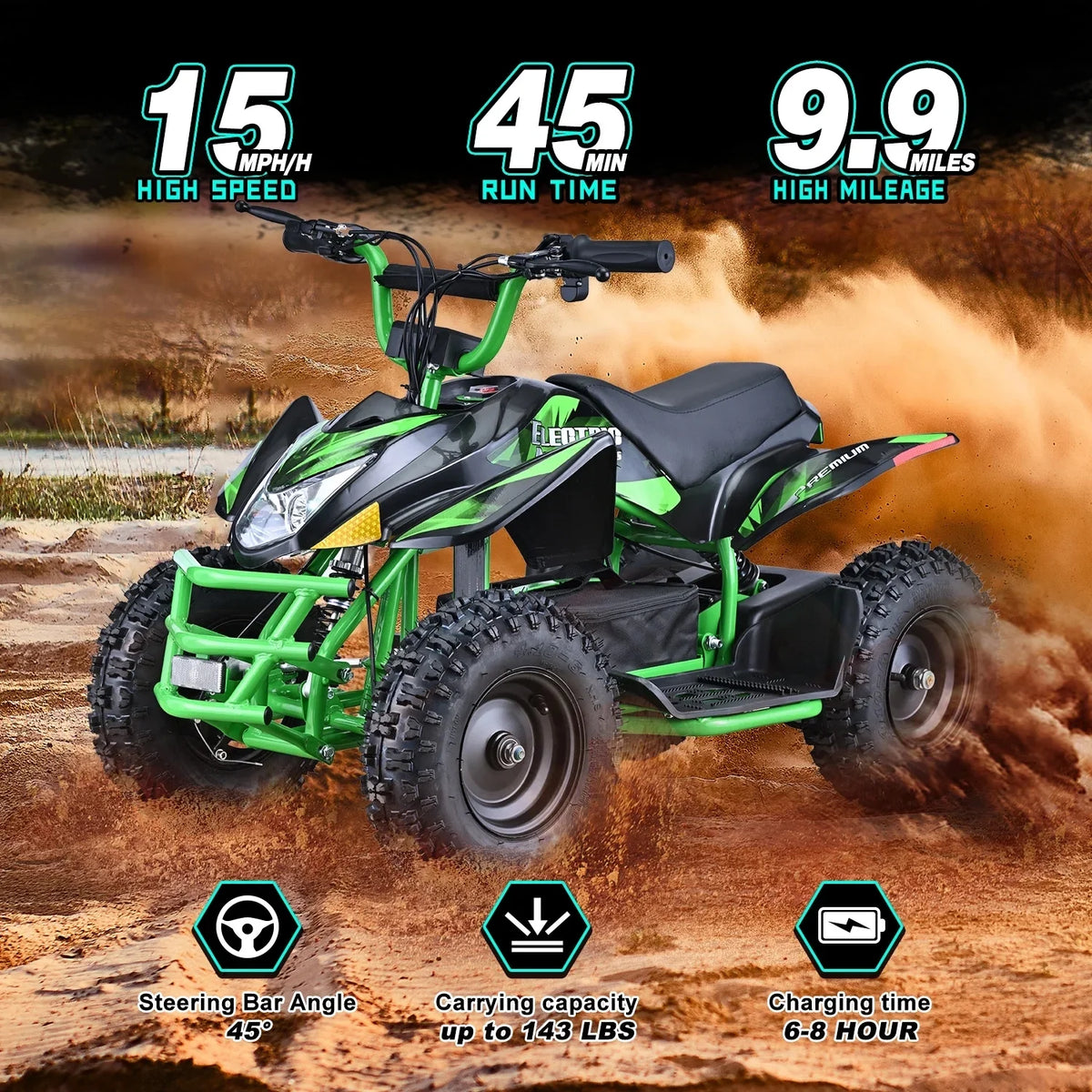 Aoemoe 500W Ride-On Racer �C 15mph Speed, 36V Battery, 45�C60 Min Play, Blue