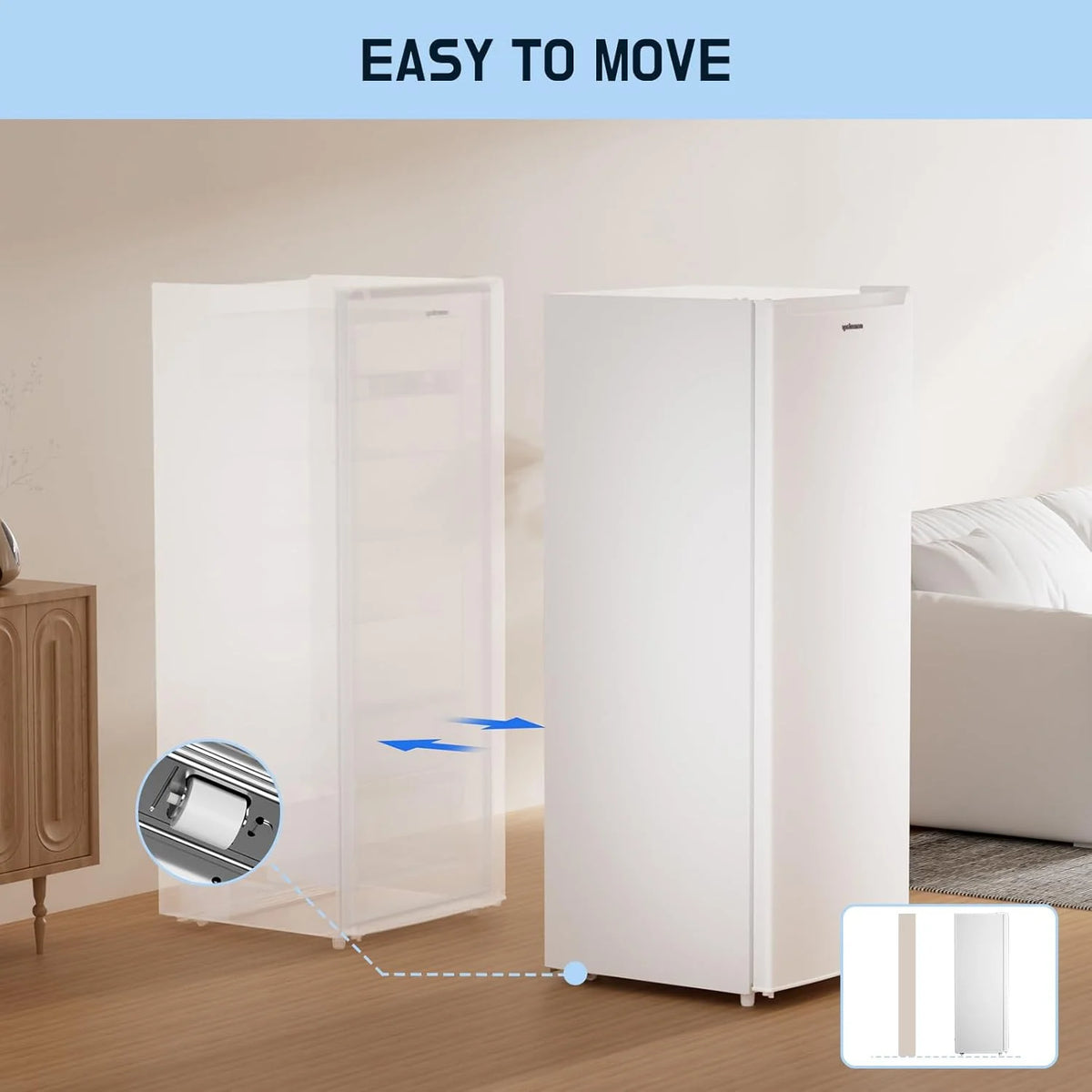 Upstreman 7.0 Cu.Ft Upright Freezer Convertible Fridge/Freezer, Garage Ready Deep Freezer with Reversible Door, UP70 White
