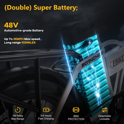 1000W Foldable ebike for adult 80+miles 28+mph battery removable 20 inch fat tyre ebike for all terrain