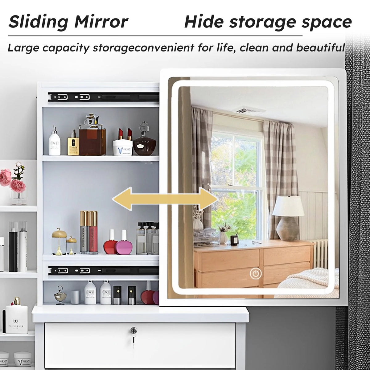 Wohh MDF Makeup Vanity with LED Mirror, Dressing Table and 5 Drawers, White