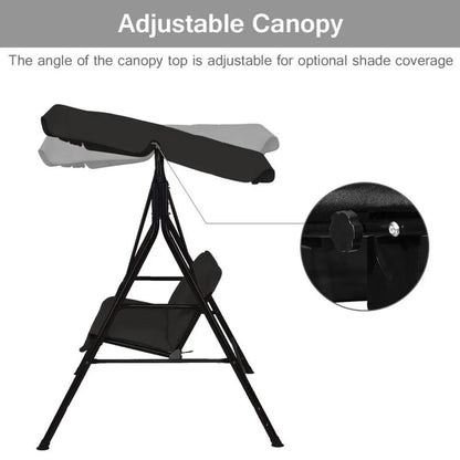 Topcobe Loveseat Cushioned Patio Steel Frame Swing Glider, Outdoor Patio Furniture for Balcony Garden Backyard -Black