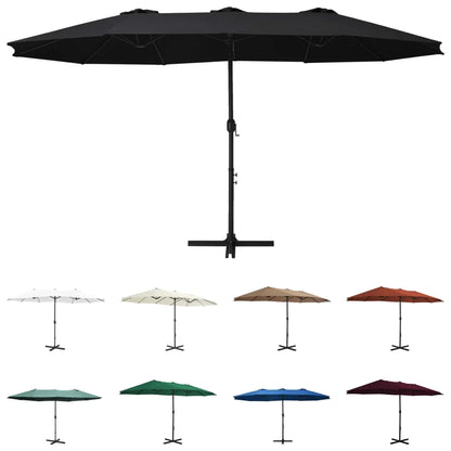 vidaXL Garden Parasol Blue Polyester fabric, Aluminum pole and ribs Large
