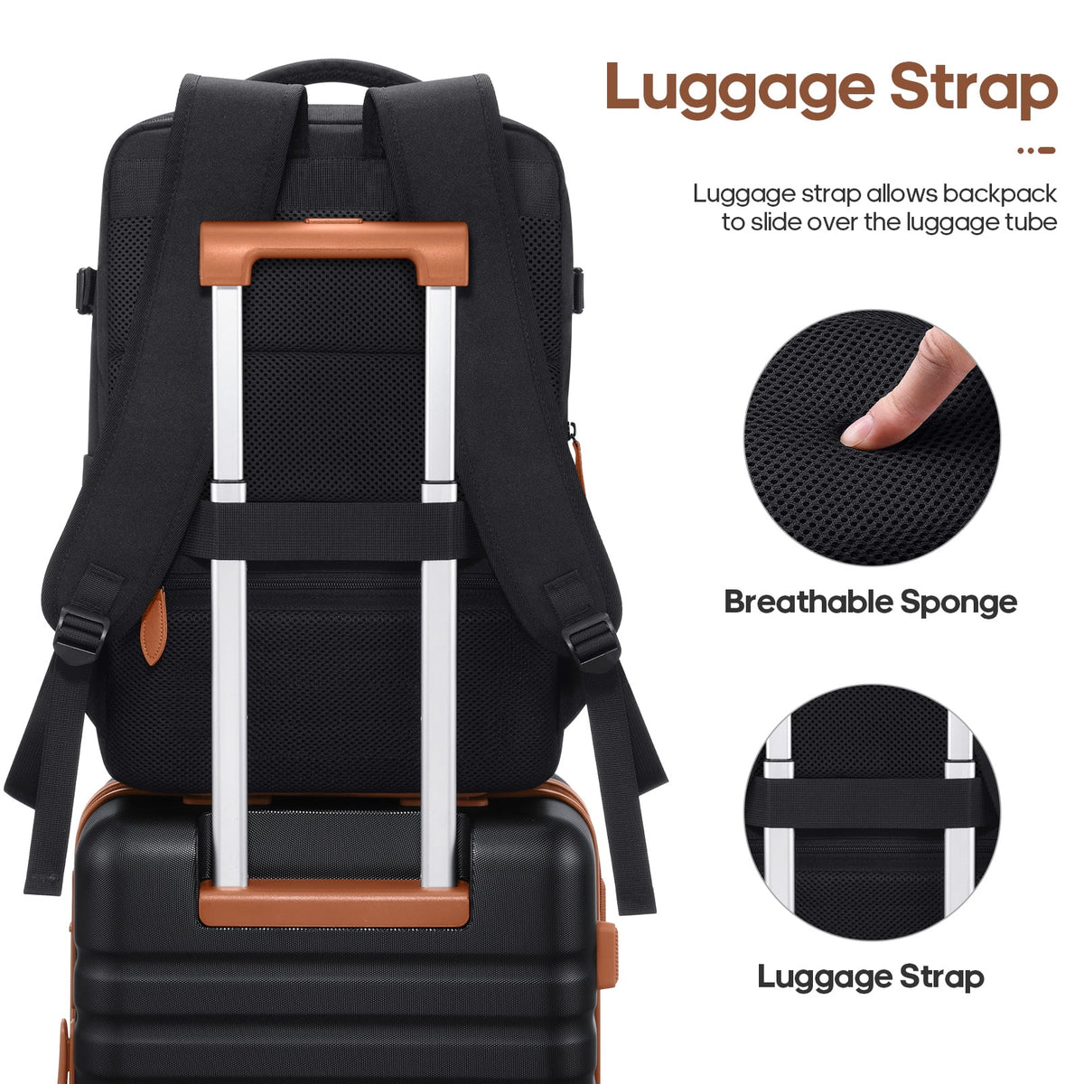 UKEIN Luggage Sets 3 Piece, Carry On Luggage with Wheels, 20 Inch Hardshell Suitcase with TSA Lock, 100% PC Carry On Suitcases Airline Approved With Travel Backpack for Men Women