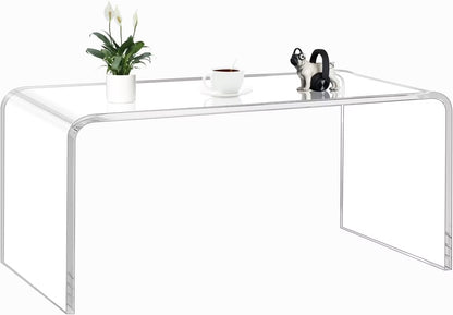 VDGPWA 32" Rectangle Waterfall Coffee Table, 0.6" Thick All Acrylic, Clear