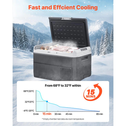 VEVOR Portable Car Refrigerator 42 Qt, 12V Portable Freezer with Single Zone, 12/24V DC & 110-240V AC Electric Cooler with -4�H-68�H Cooling Range, for Car Truck Vehicle RV Boat Outdoor & Home use