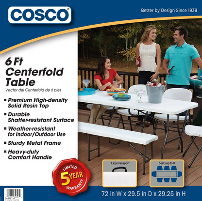 Cosco 6 Foot Folding Table In White Speckle