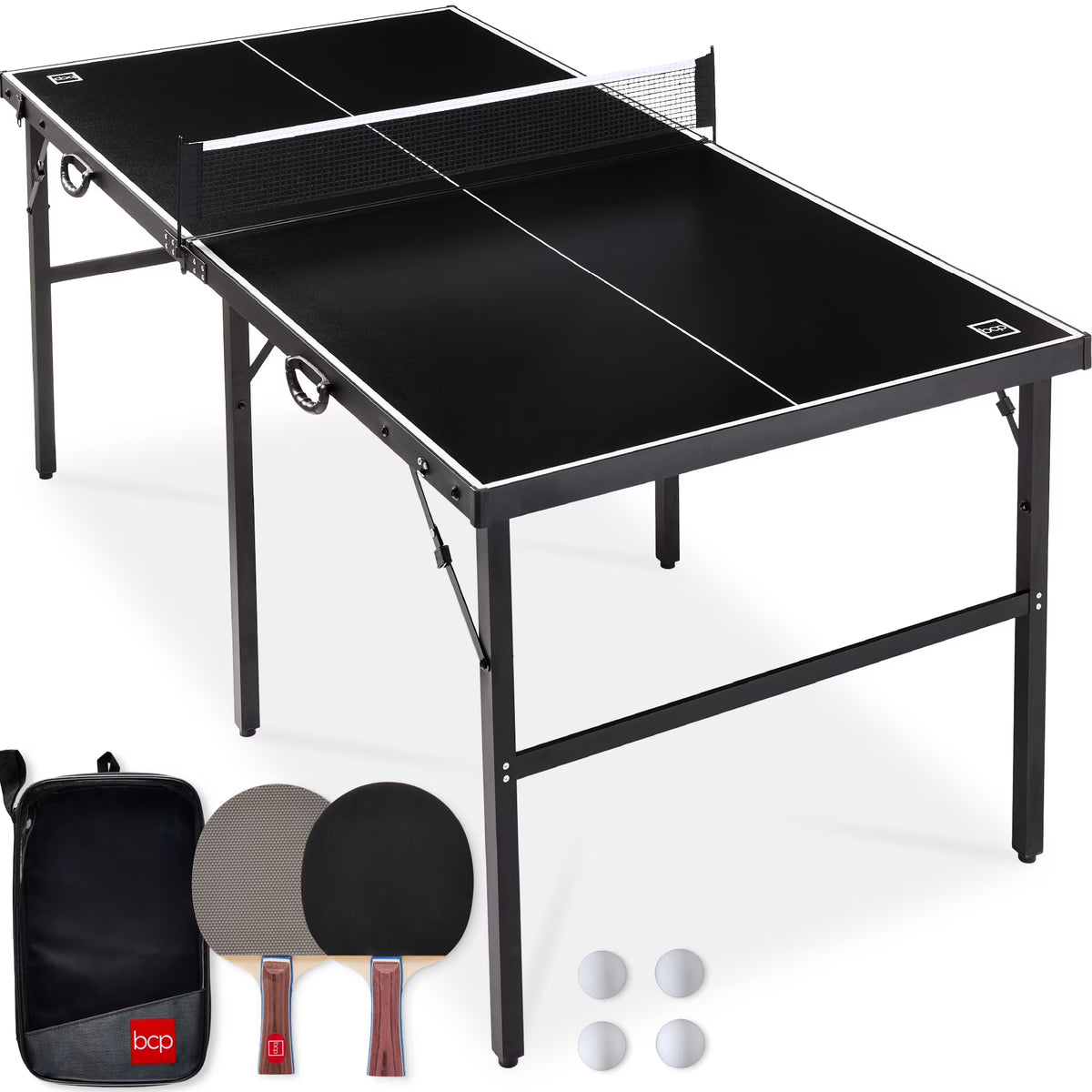 Best Choice Products 6x3ft Portable Ping Pong Table Game Set, Folding Table Tennis w/ 2 Paddles, Balls - Blue