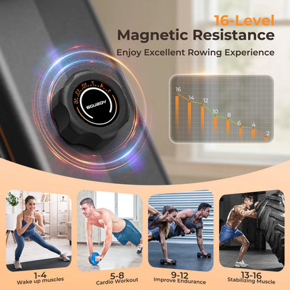 YOSUDA Magnetic Rowing Machine 350 LB Weight Capacity - Foldable Rower for Home Use with Bluetooth, App Supported, Tablet Holder and Comfortable Seat Cushion