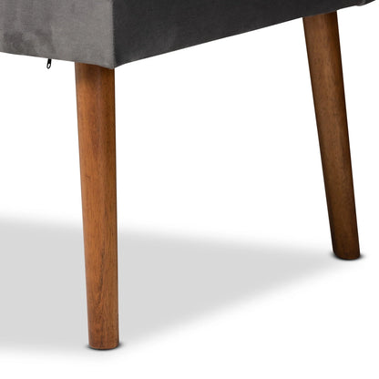 Baxton Studio Alvis Mid-Century Modern Grey Velvet Upholstered Back 2-Piece Dining Corner Bench