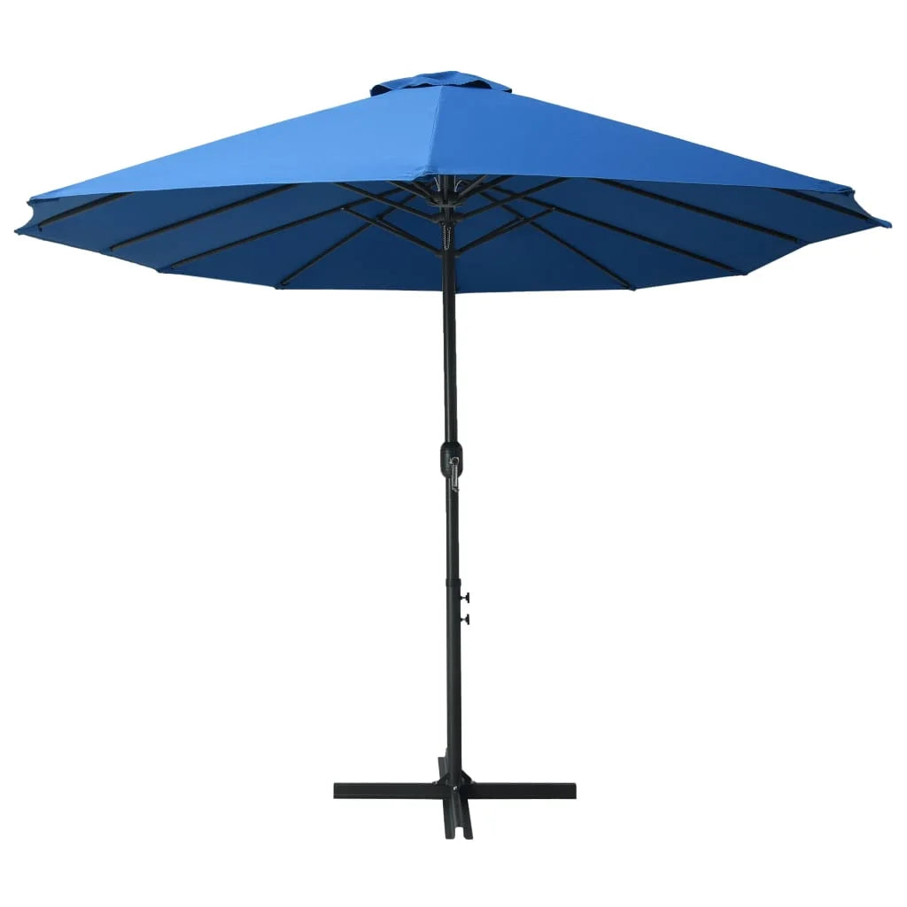 vidaXL Garden Parasol Blue Polyester fabric, Aluminum pole and ribs Large