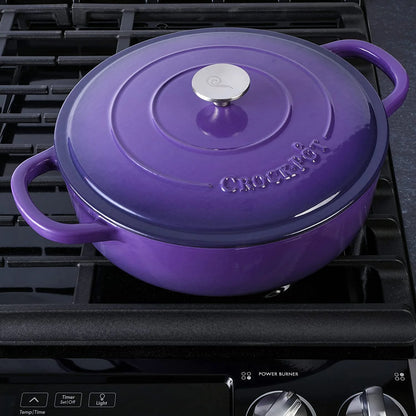 Crock-Pot Artisan 2 Piece 5 Quart Enameled Cast Iron Braiser with Lid in Lavender