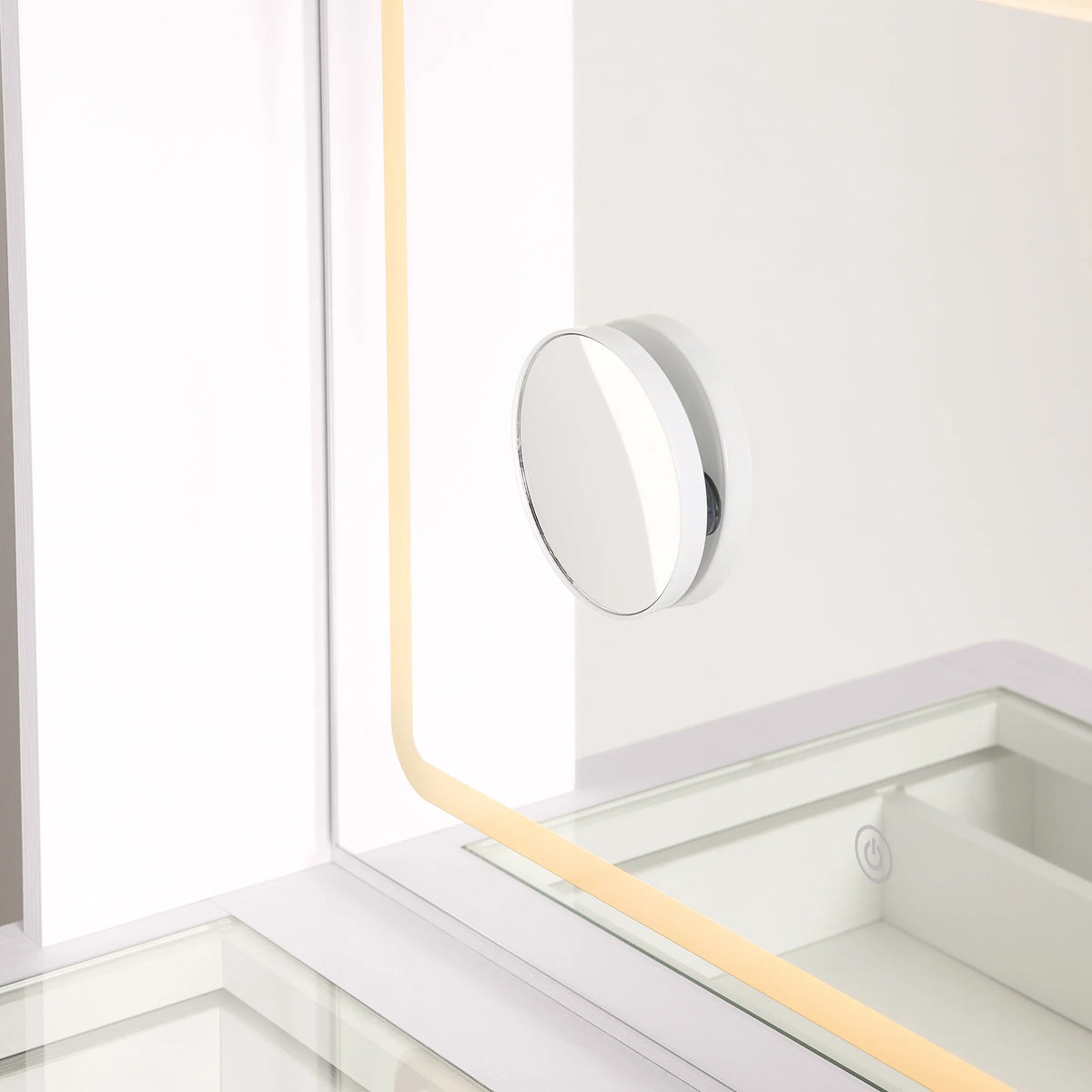 Better Homes & Gardens Lillian Vanity Desk with LED Lighted Mirror, White Finish
