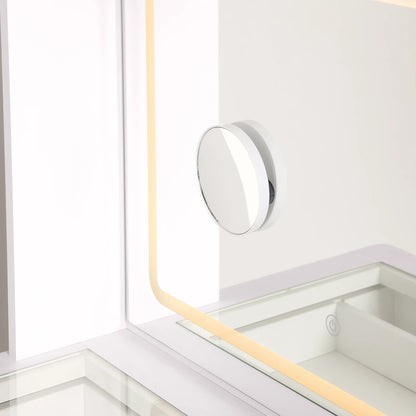 Better Homes & Gardens Lillian Vanity Desk with LED Lighted Mirror, White Finish