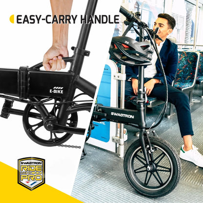 Swagtron Swagcycle EB5 Pro Plus Lightweight Aluminum Folding Electric Bike with Pedals