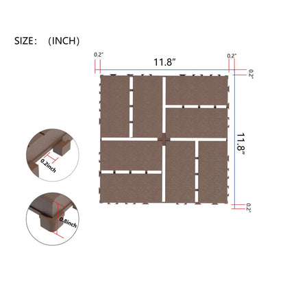 44PCS Plastic Interlocking Deck Tiles,Patio Deck Tiles,12"x12" Square Waterproof Outdoor