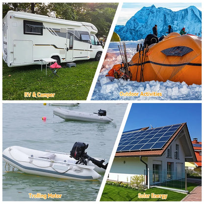 12V 100Ah LiFePO4 Lithium Battery with a Charger,for RV,Marine,Solar,Trolling Motor,Camping,Home Energy Storage,Built in 100A BMS,15000+Deep Cycles