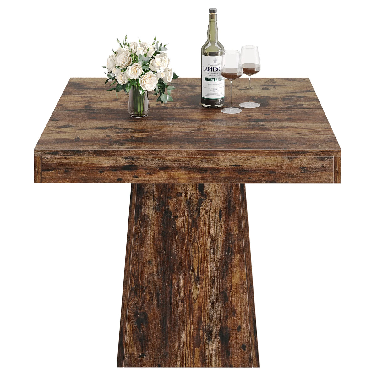 Tribesigns Square Dining Table for 4, 31.5-Inch Kitchen Table Small Dinner Table with Sturdy Pedestal Base, Farmhouse Dining Room Table for Home Dining Room, Living Room, Kitchen, Vintage Brown