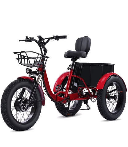 YEBEI Electric Tricycle for Adults Folding E-Trike Motorized Tricycle Electric 3 Wheels Trike Powerful 500W Motor Electric Tricycle 48V15AH Lithium Battery Max 20MPH 20*4.0�� Fat Tire Orange