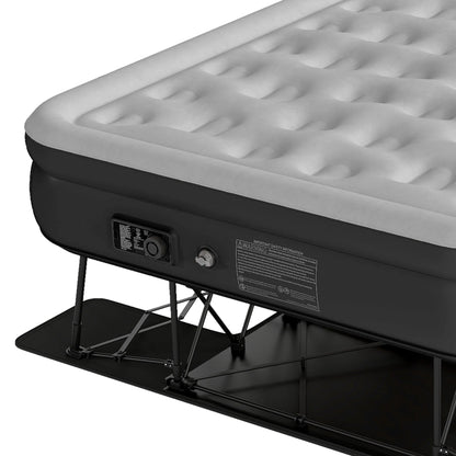 Uforic Inflatable Queen Air Mattress with Built-in Pump, Frame, Velvet Surface & Portable Storage Case, Khaki