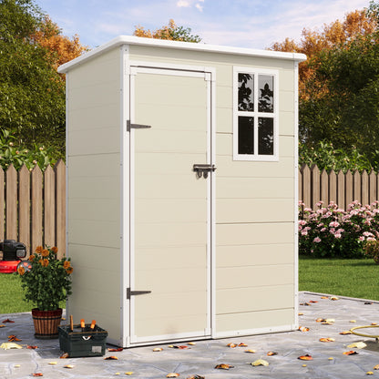 UDPATIO Outdoor Storage Shed 5x3 FT, Resin Garden Shed for Backyard, Patio, Lawn, Grey & White