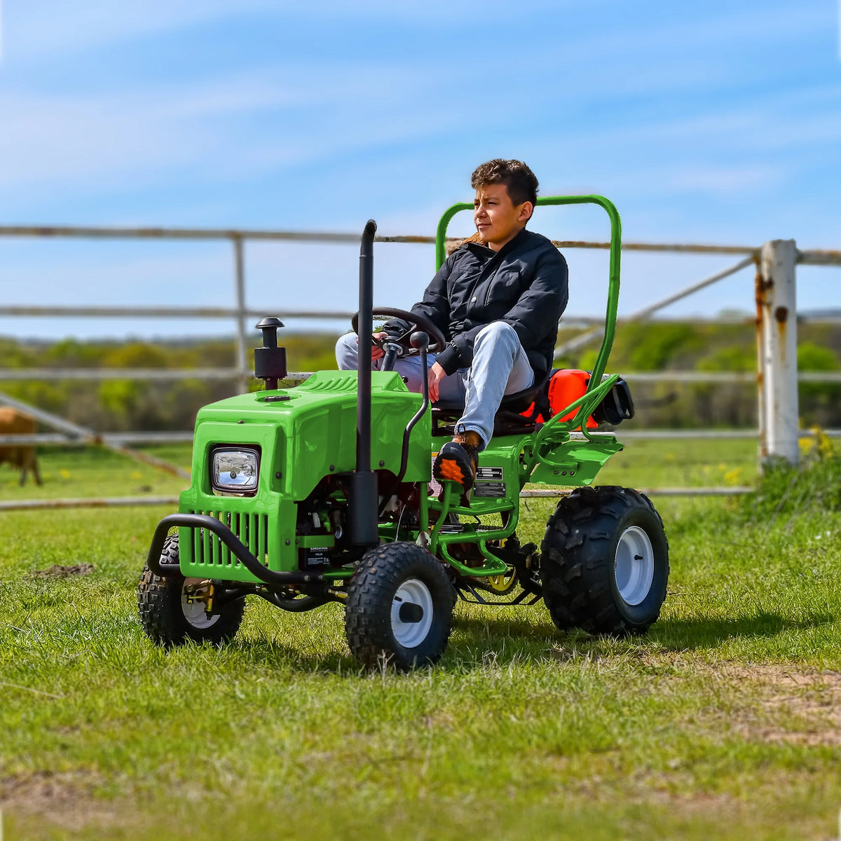 Massimo Mini Tractor 110cc 2WD Gas Go Kart �C Kids & Youth Ride-On Utility Vehicle �C Green