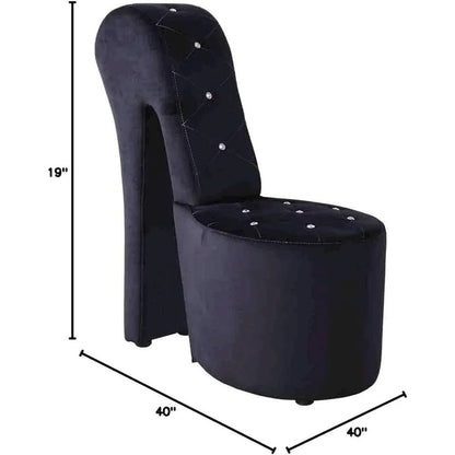 Best Master Furniture Tristram 19" Velvet High Heel Shoe Chair in Navy Blue