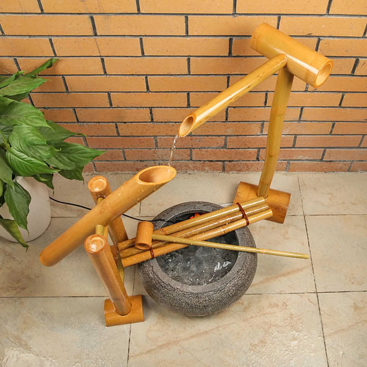 Swing Fountain For Outdoors, Zen Garden Water Fountain Bamboo, With Pump, DIY Zen Fountain, Bamboo Water Feature Zen Fountain Set