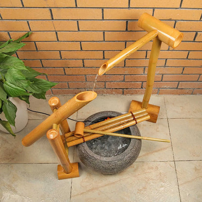 Swing Fountain For Outdoors, Zen Garden Water Fountain Bamboo, With Pump, DIY Zen Fountain, Bamboo Water Feature Zen Fountain Set