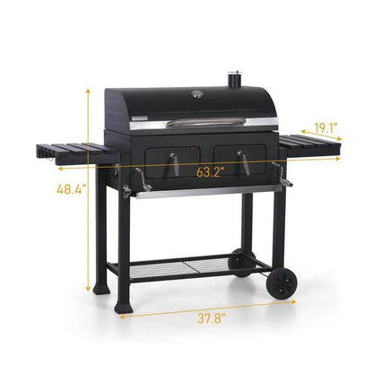 Heavy-duty Outdoor Barrel Charcoal Grill in Black