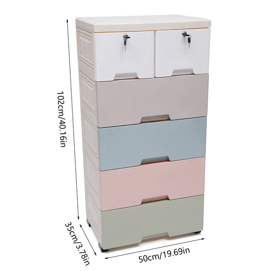 5-Layer Living Room Cabinet Baby Clothes Storage Plastic Chest Of Drawers Household Kids Clothes Forcer Plastic Storage 6 Drawers Toy Books Storage PP Material Colorful Drawer Clothes Cabinets